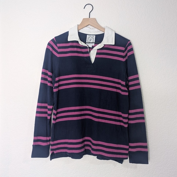 Lands' End Striped Rugby Polo Long Sleeve / S - Picture 1 of 7